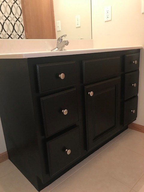 14 successful bathroom cabinet makeovers, 9 No More Boring Honey Oak Cabinets