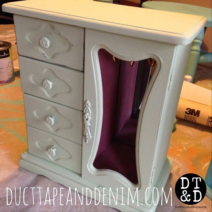 my first green jewelry cabinet makeover
