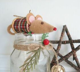 cute mouse stuck in a spool christmas tree ornament