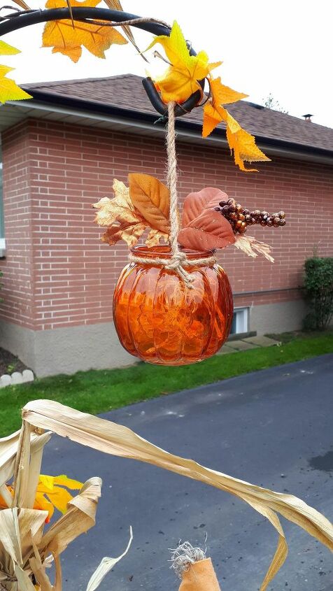 dollar store glass pumpkin outdoor lantern