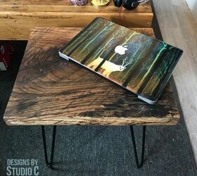 an easy to build side table using a wood slab