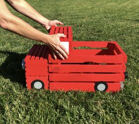 diy crate red pickup truck