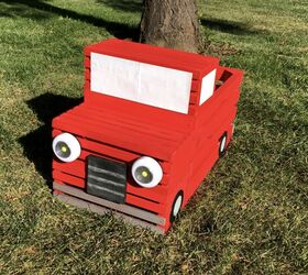diy crate red pickup truck