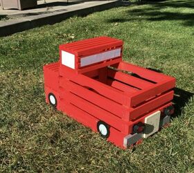 diy crate red pickup truck