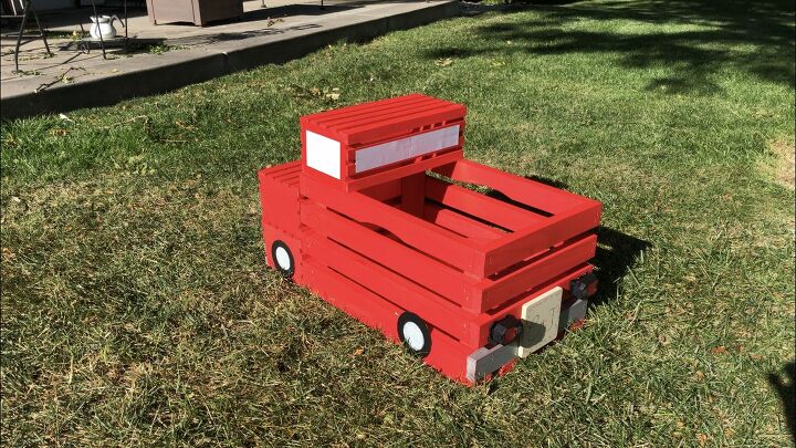 diy crate red pickup truck