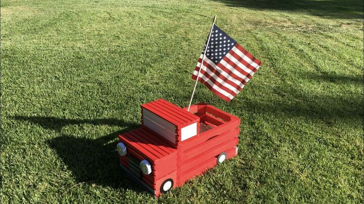 diy crate red pickup truck