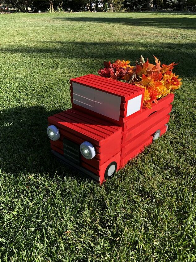 diy crate red pickup truck