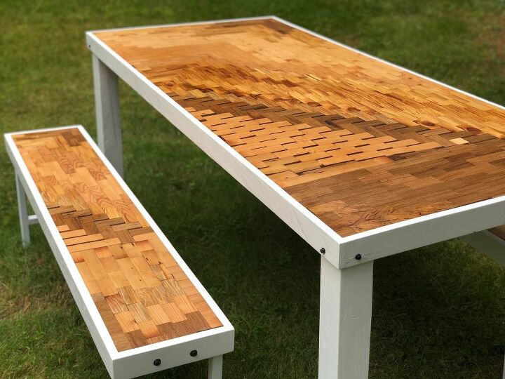 mesa y bancos de cocina modernos de madera