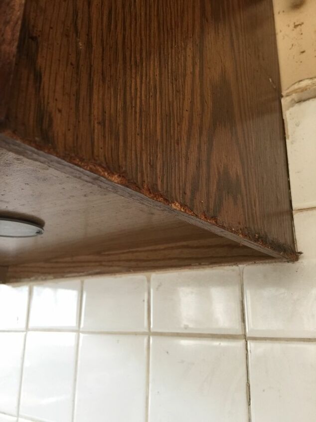 how can i repair the side edge of kitchen cabinets before painting
