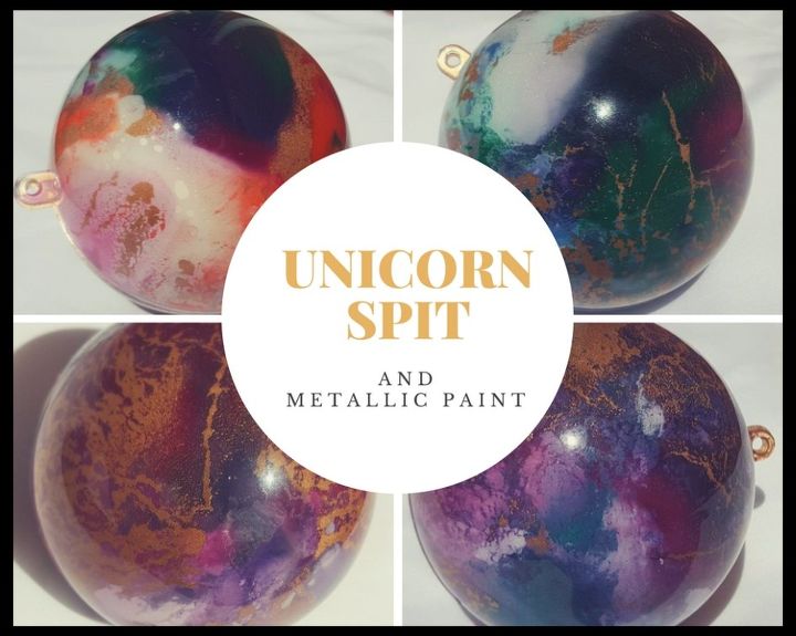 unicorn spit and metallic paint baubles