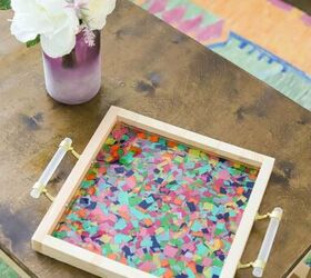 18 epoxy resin projects anyone can do so in right now, This resin confetti tray is perfect for your next party