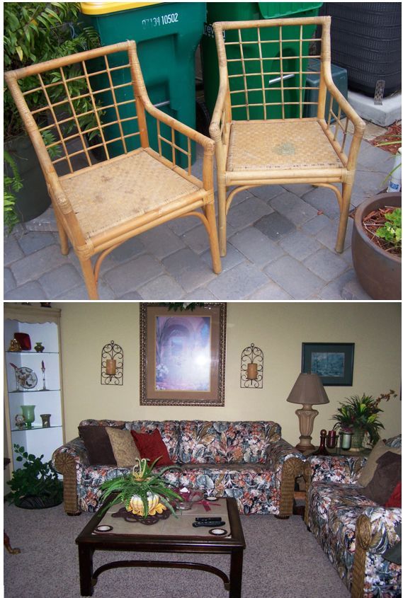 rattan chairs from curbside trash to inside jewels