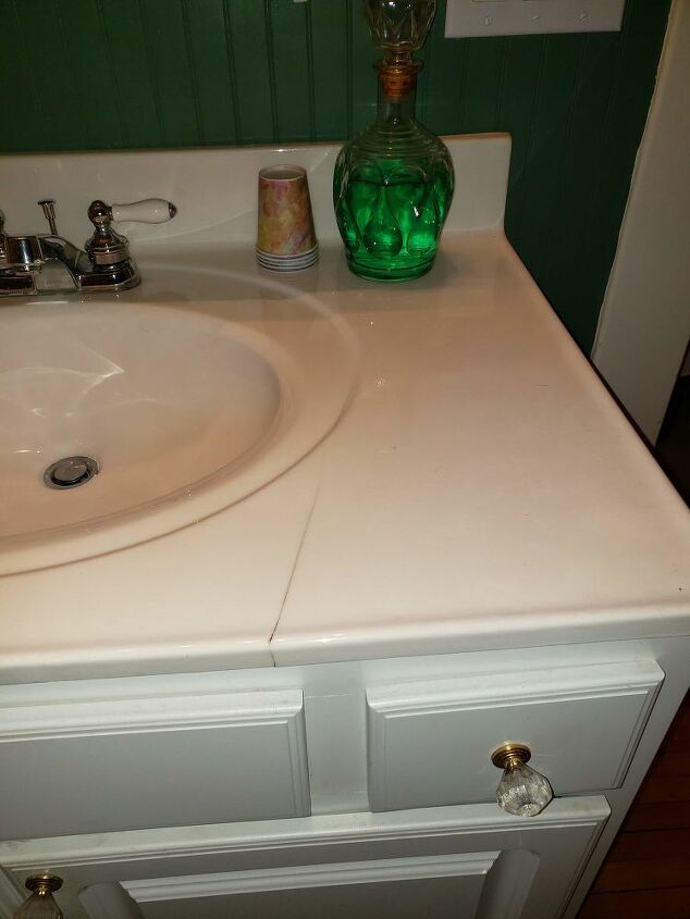 q how can i fix this crack in my faux marble vanity