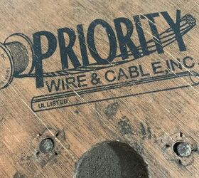 repurposed wood wire spool, Name on Spool