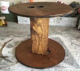 repurposed wood wire spool, Stained Spool
