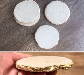 concrete coasters with gold leaf edging