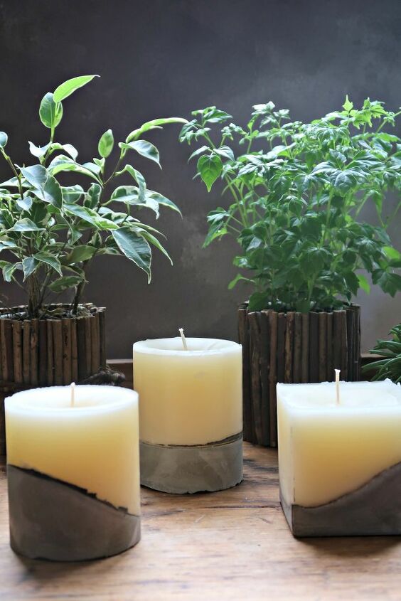 how to make concrete candles using homemade moulds