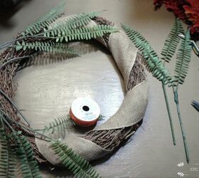 owl garden stake becomes a fall wreath accent, Planning Stem Placement