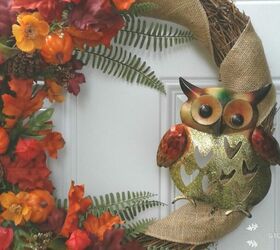 owl garden stake becomes a fall wreath accent, Garden Stake Owl Accent