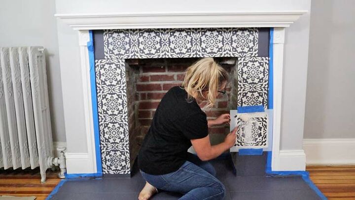 everything you need to know about stenciling a fireplace