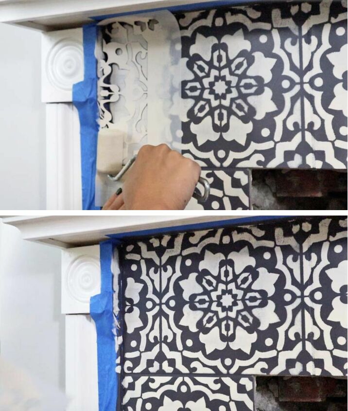 everything you need to know about stenciling a fireplace