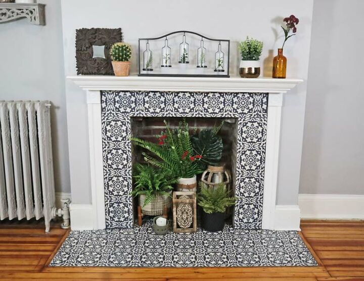 everything you need to know about stenciling a fireplace