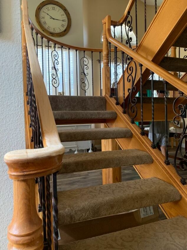 before after staircase transformation, The sanding begins