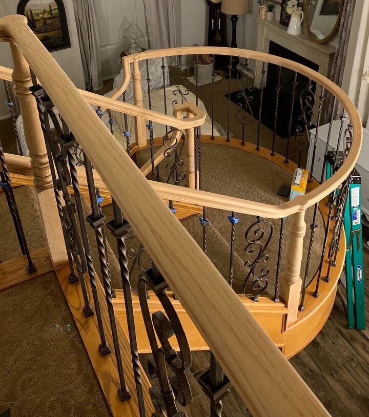 before after staircase transformation, Sanding completed