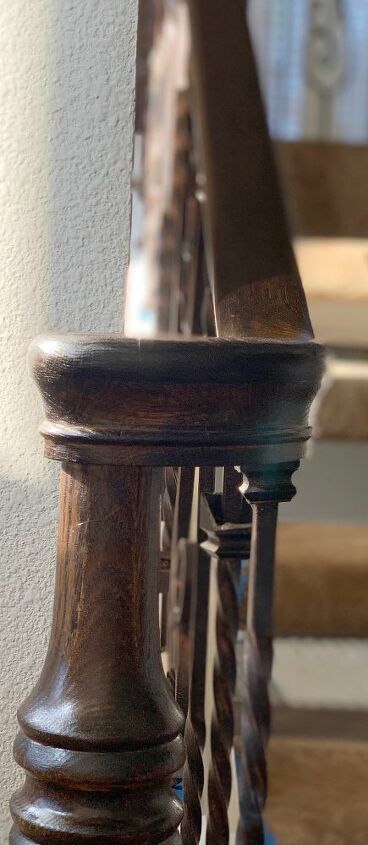 before after staircase transformation, Staining is done
