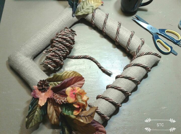 burlap pool noodle wreath new design, Silk Cord Added