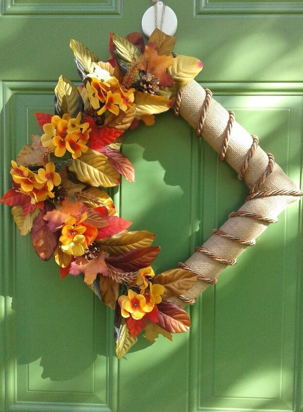 burlap pool noodle wreath new design, Fall Diagonal Wreath