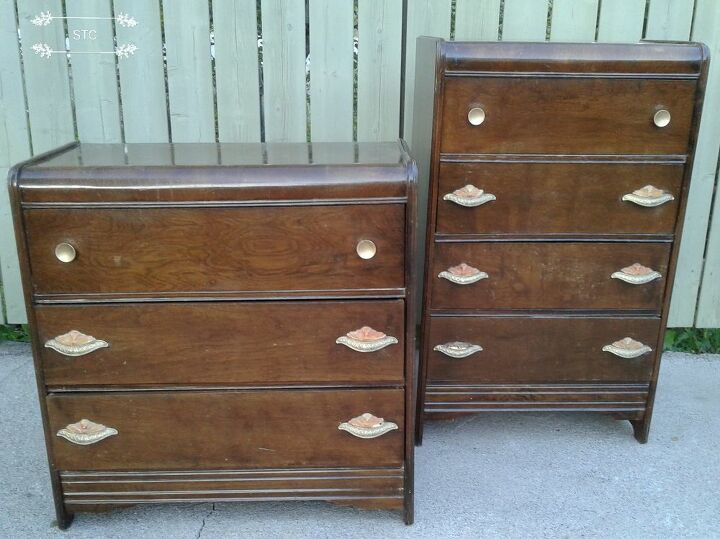 antique dresser set makeover the wood, Waterfall Dresser Set Original