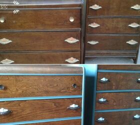antique waterfall dressers hardware makeover, Before After Total Look