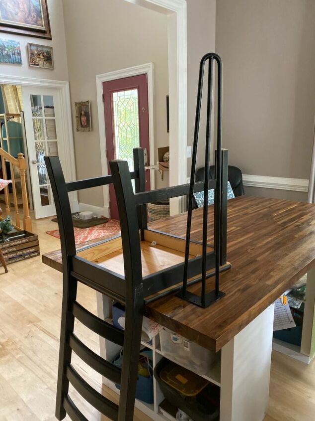 30 minutes to make this diy butcher block table with hairpin legs