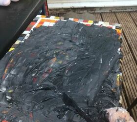 how to transform an old coffee table with mosaic, Black grout onto tiles