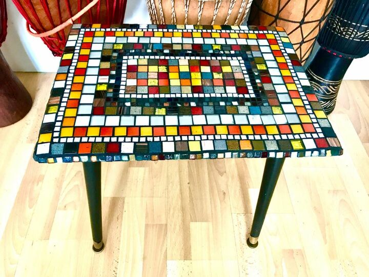 how to transform an old coffee table with mosaic, Mid century coffee table upcycled with mosaic