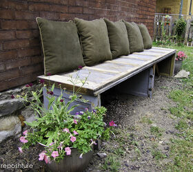 19 amazing diy ideas for the perfect outdoor bench, 9 Outdoor Bench Made from Old Garage Door