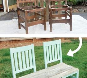 19 amazing diy ideas for the perfect outdoor bench, 12 Repurposing Old Chairs for Outdoor Bench Back