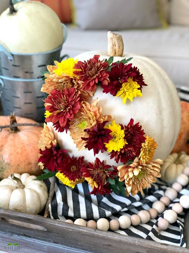 s 30 pumpkin projects for people that are totally obsessed with pumpkins, Blooming monogrammed pumpkin