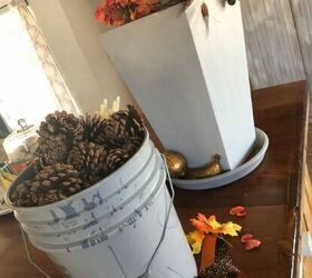 recycling items for fall foliage planter, Pine cones