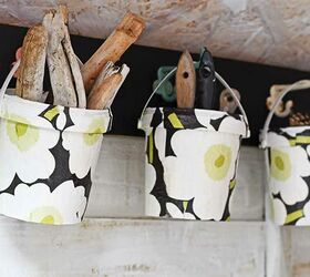 funky upcycled hanging storage buckets
