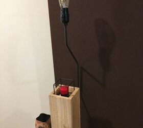 cedar lamp with built in candle holder