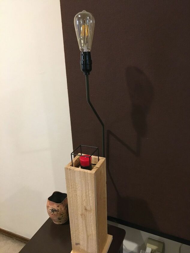 cedar lamp with built in candle holder