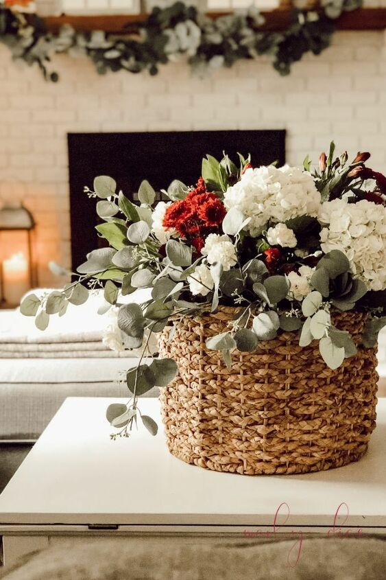 how to make a flower arrangement in a basket with holes