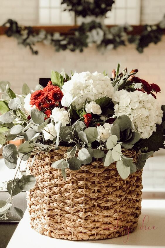 how to make a flower arrangement in a basket with holes