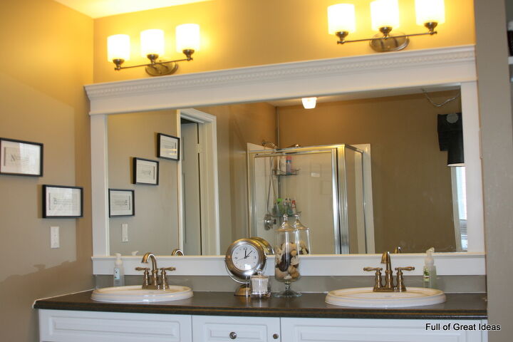 create a framed bathroom mirror that youll want to keep looking at, 17 Upgrading a Builder Grade Bathroom Mirror