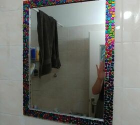 create a framed bathroom mirror that youll want to keep looking at, 7 A Colorful Gem of a Framed Bathroom Mirror