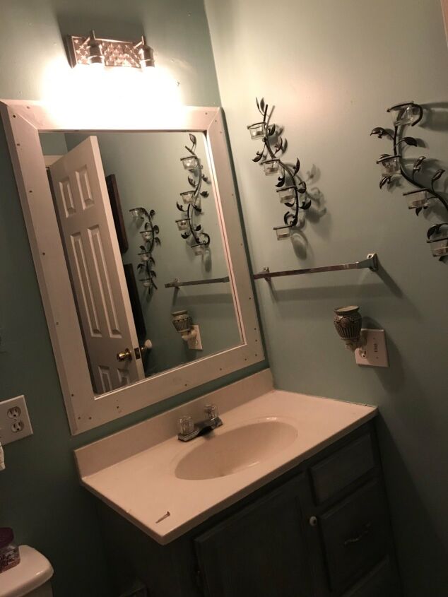 Simple Ways To Make A Framed Bathroom Mirror Hometalk Framed Bathroom Mirror