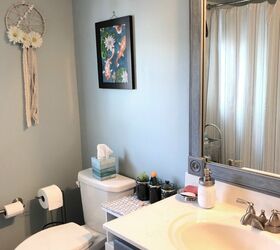 create a framed bathroom mirror that youll want to keep looking at, 12 Patterned DIY Bathroom Mirror Frame