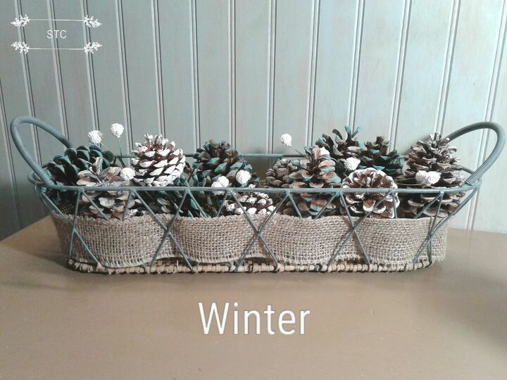 fast and easy seasonal decor with pine cones, Winter Look Basket